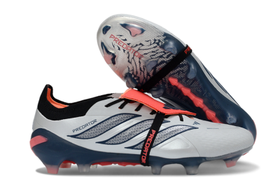 Men's Adidas Predator 26 Elite Fold-Over Tongue FG Football Boots - White/Midnight Blue/Flame Orange