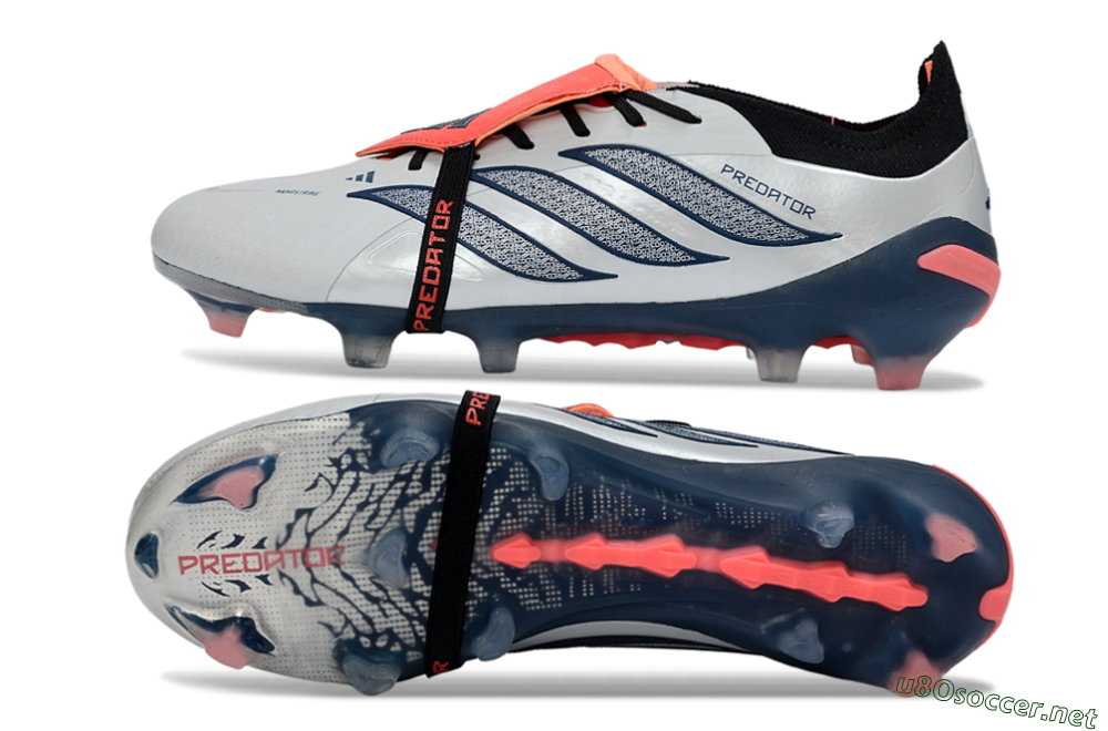 Men's Adidas Predator 26 Elite Fold-Over Tongue FG Football Boots - White/Midnight Blue/Flame Orange 1