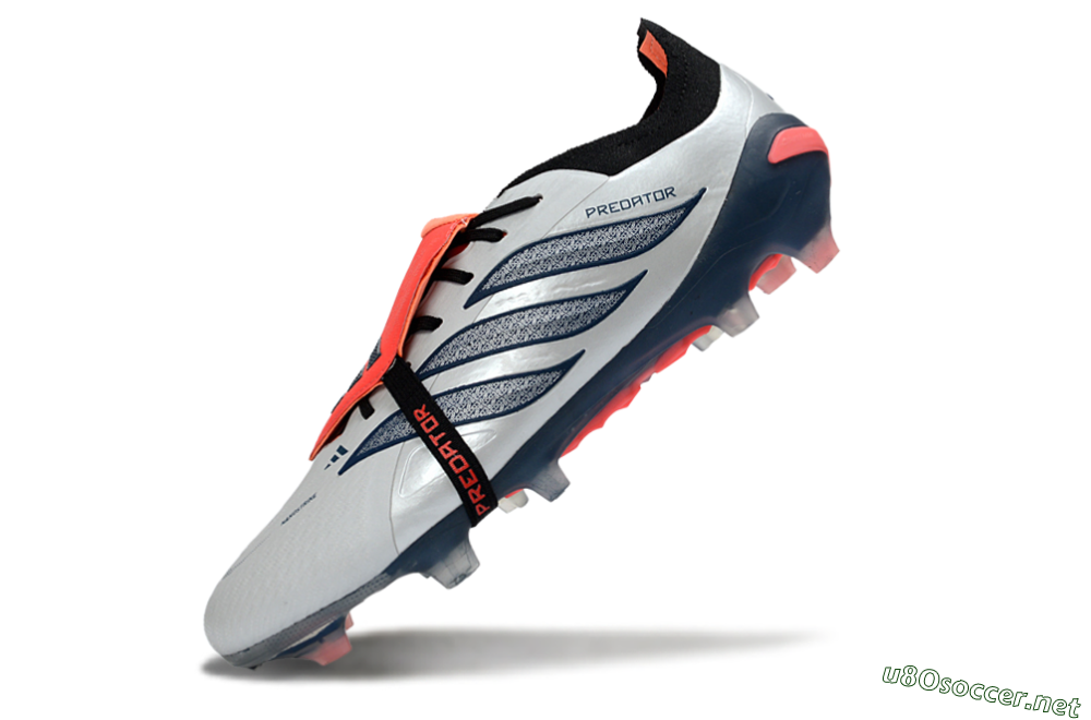 Men's Adidas Predator 26 Elite Fold-Over Tongue FG Football Boots - White/Midnight Blue/Flame Orange 5