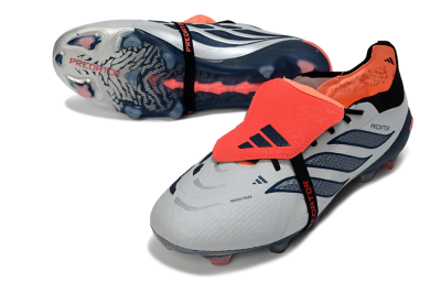 Men's Adidas Predator 26 Elite Fold-Over Tongue FG Football Boots - White/Midnight Blue/Flame Orange