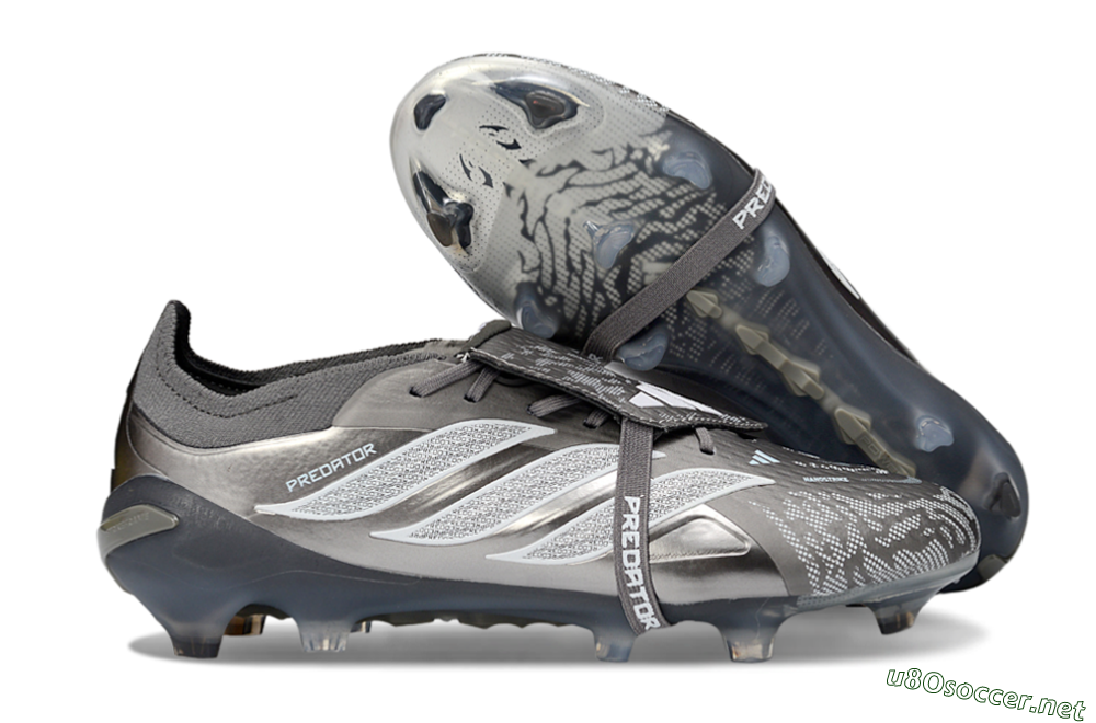 Men's Adidas Predator 26 Elite Fold-Over Tongue FG Football Boots - Black/Steel Grey/White 2