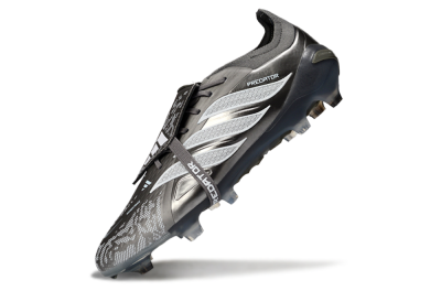 Men's Adidas Predator 26 Elite Fold-Over Tongue FG Football Boots - Black/Steel Grey/White