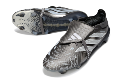 Men's Adidas Predator 26 Elite Fold-Over Tongue FG Football Boots - Black/Steel Grey/White