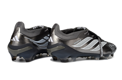 Men's Adidas Predator 26 Elite Fold-Over Tongue FG Football Boots - Black/Steel Grey/White