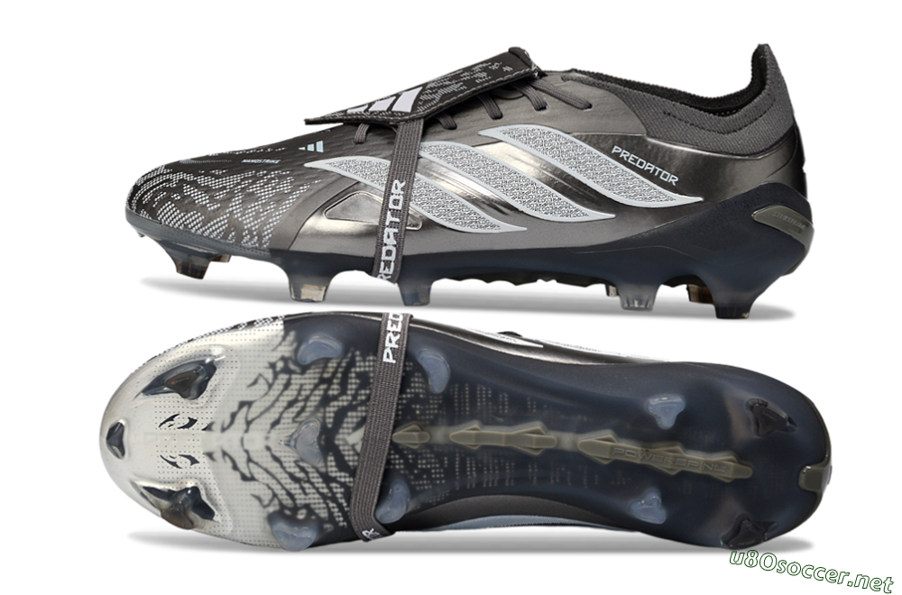 Men's Adidas Predator 26 Elite Fold-Over Tongue FG Football Boots - Black/Steel Grey/White 1