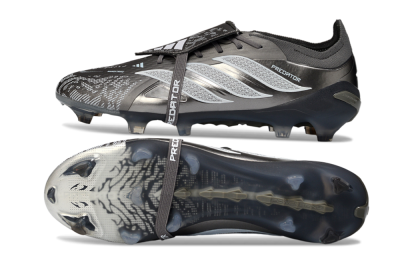 Men's Adidas Predator 26 Elite Fold-Over Tongue FG Football Boots - Black/Steel Grey/White