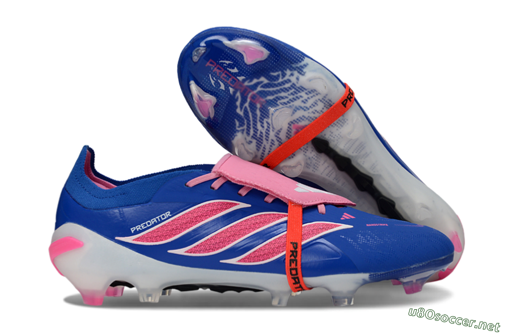 Men's Adidas Predator 26 Elite Fold-Over Tongue FG Football Boots - Blue/Neon Pink/White 2
