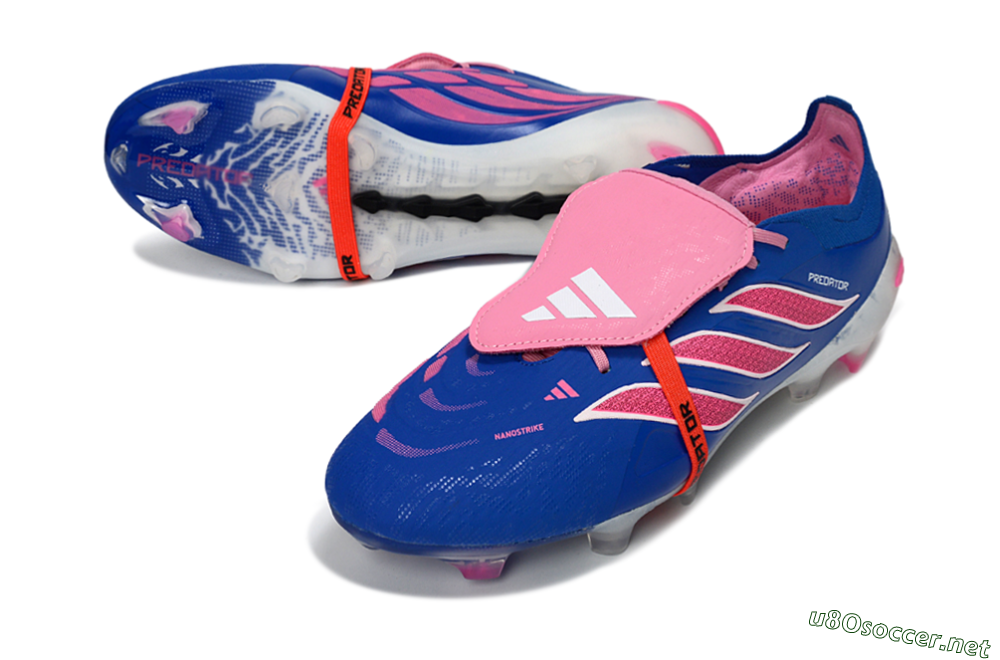 Men's Adidas Predator 26 Elite Fold-Over Tongue FG Football Boots - Blue/Neon Pink/White 3