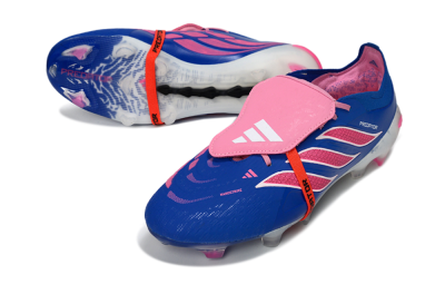 Men's Adidas Predator 26 Elite Fold-Over Tongue FG Football Boots - Blue/Neon Pink/White
