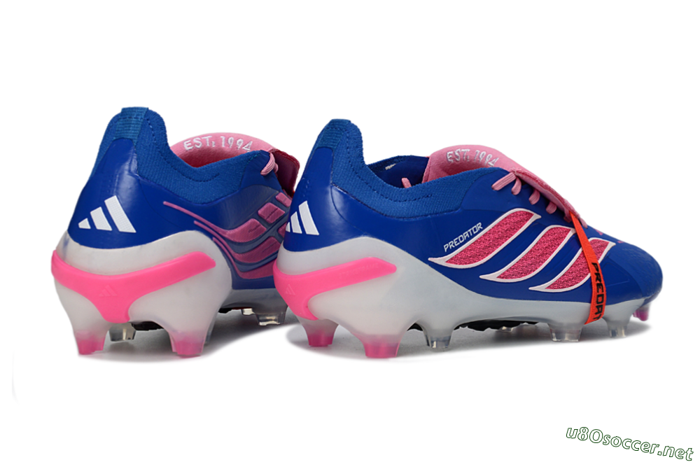 Men's Adidas Predator 26 Elite Fold-Over Tongue FG Football Boots - Blue/Neon Pink/White 6