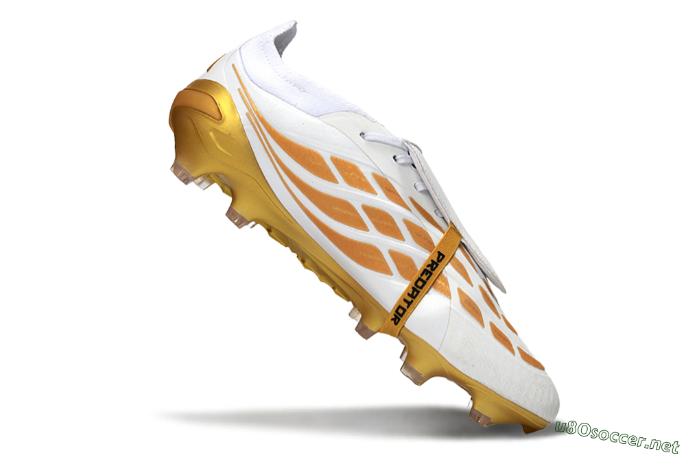 Men's Adidas Predator 26 Elite Fold-Over Tongue FG Football Boots - White/Golden Highlights/Black Accents 4