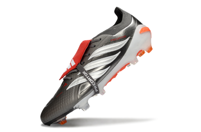 Men's Adidas Predator 26 Elite Fold-Over Tongue FG Football Boots - Gray/Electric Orange/Metallic Silver