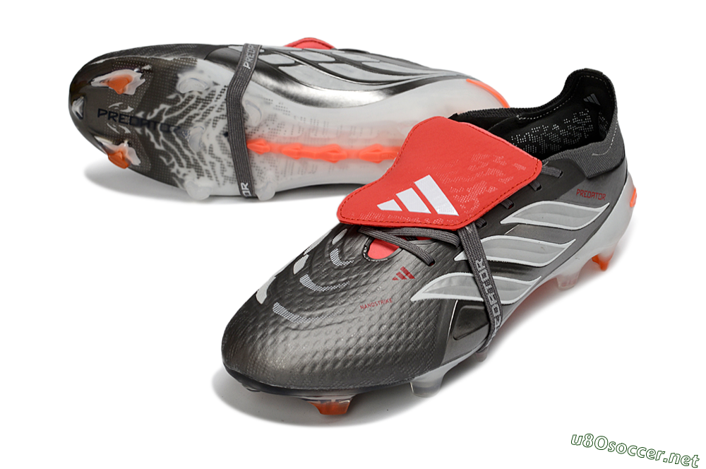 Men's Adidas Predator 26 Elite Fold-Over Tongue FG Football Boots - Gray/Electric Orange/Metallic Silver 0