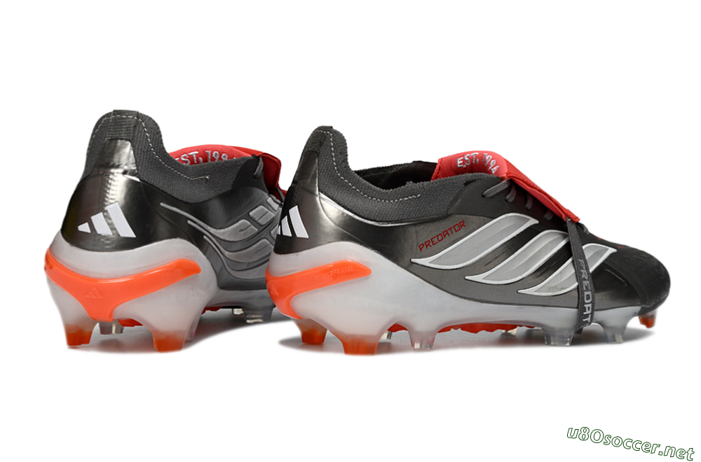 Men's Adidas Predator 26 Elite Fold-Over Tongue FG Football Boots - Gray/Electric Orange/Metallic Silver 5