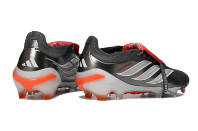 Men's Adidas Predator 26 Elite Fold-Over Tongue FG Football Boots - Gray/Electric Orange/Metallic Silver