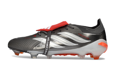 Men's Adidas Predator 26 Elite Fold-Over Tongue FG Football Boots - Gray/Electric Orange/Metallic Silver