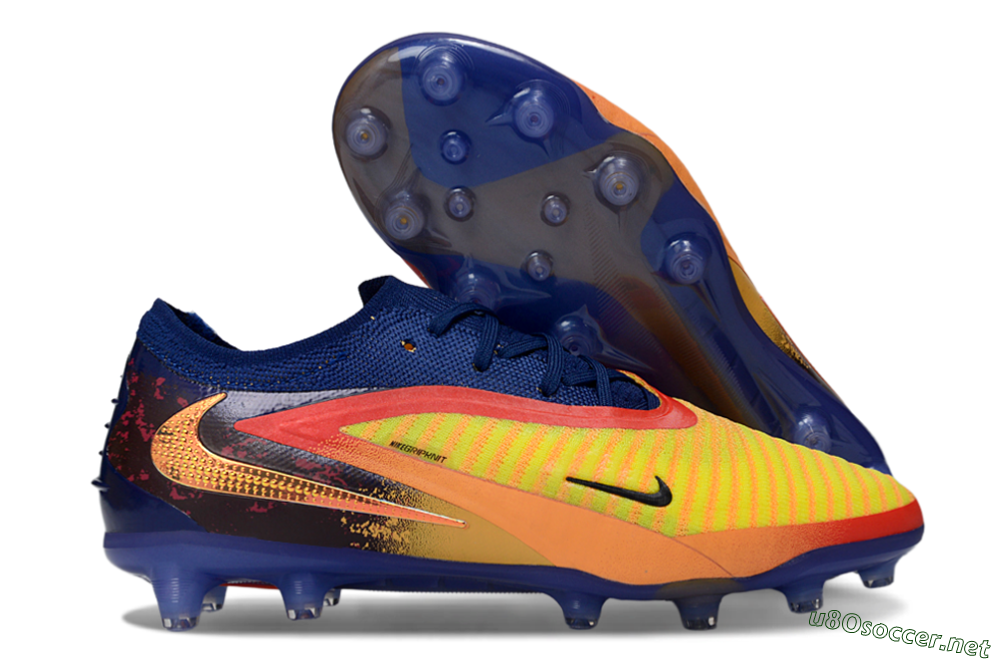 Men's Nike Phantom 6 Low Elite AG Football Boots - Yellow/Navy Blue/Fiery Red 2