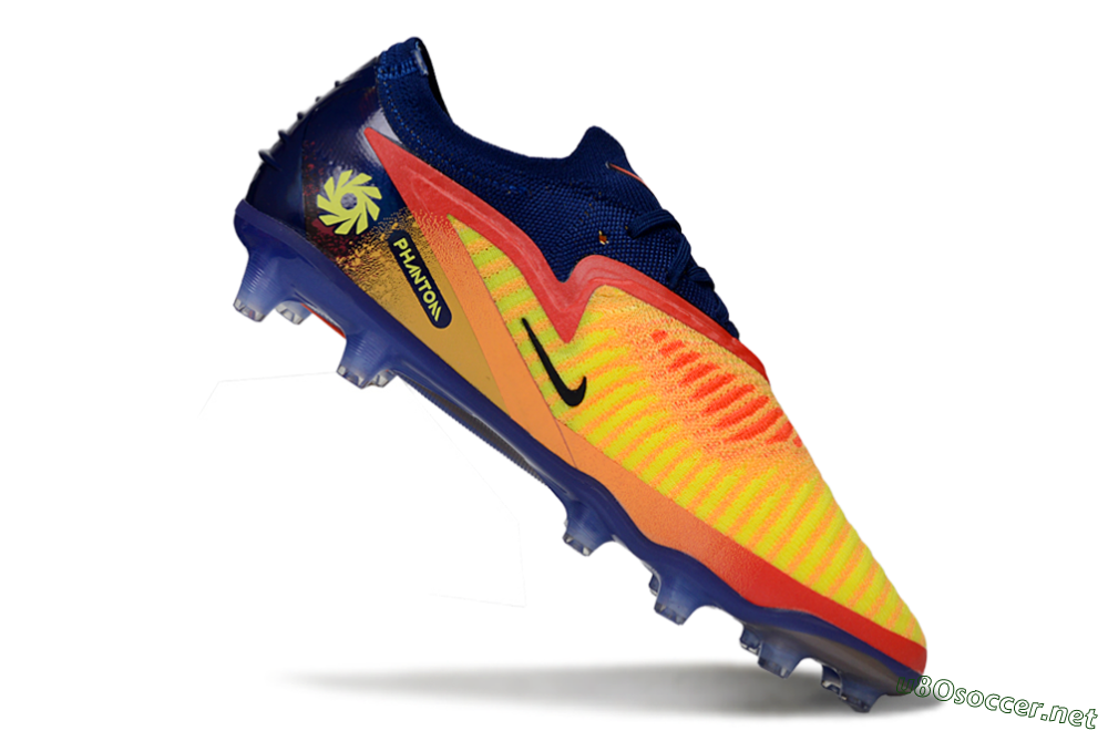 Men's Nike Phantom 6 Low Elite AG Football Boots - Yellow/Navy Blue/Fiery Red 4