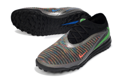 Unisex Nike Phantom 6 Low Elite TF Football Shoes - Black/Vibrant Green/Coral Red