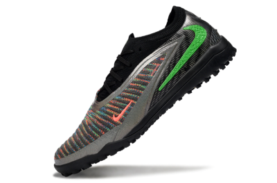 Unisex Nike Phantom 6 Low Elite TF Football Shoes - Black/Vibrant Green/Coral Red