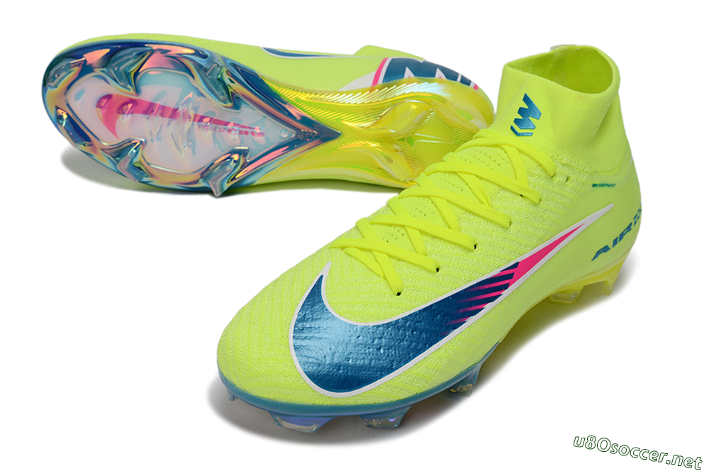 Unisex Nike Air Zoom Mercurial Superfly 10 Elite FG Football Boots - Green/Luminous Green/Blue Shift 3