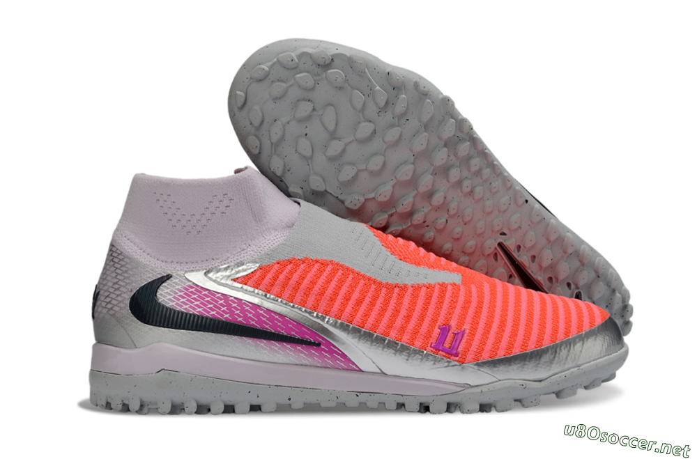 Unisex Nike Phantom 6 Elite TF Football Shoes - Orange/Bright Coral/Soft Gray 2