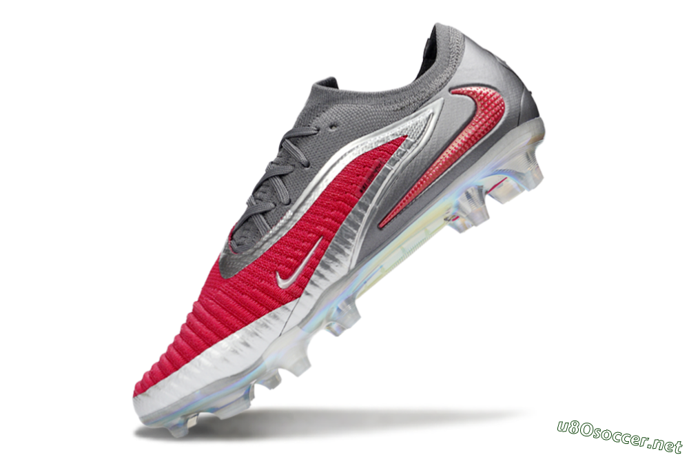 Unisex Nike Phantom 6 Low Elite FG Football Boots - Red/Crimson Red/Steel Grey 6
