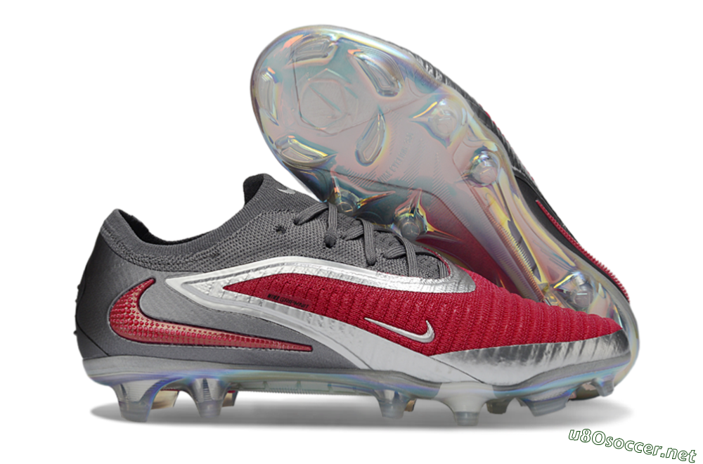 Unisex Nike Phantom 6 Low Elite FG Football Boots - Red/Crimson Red/Steel Grey 2