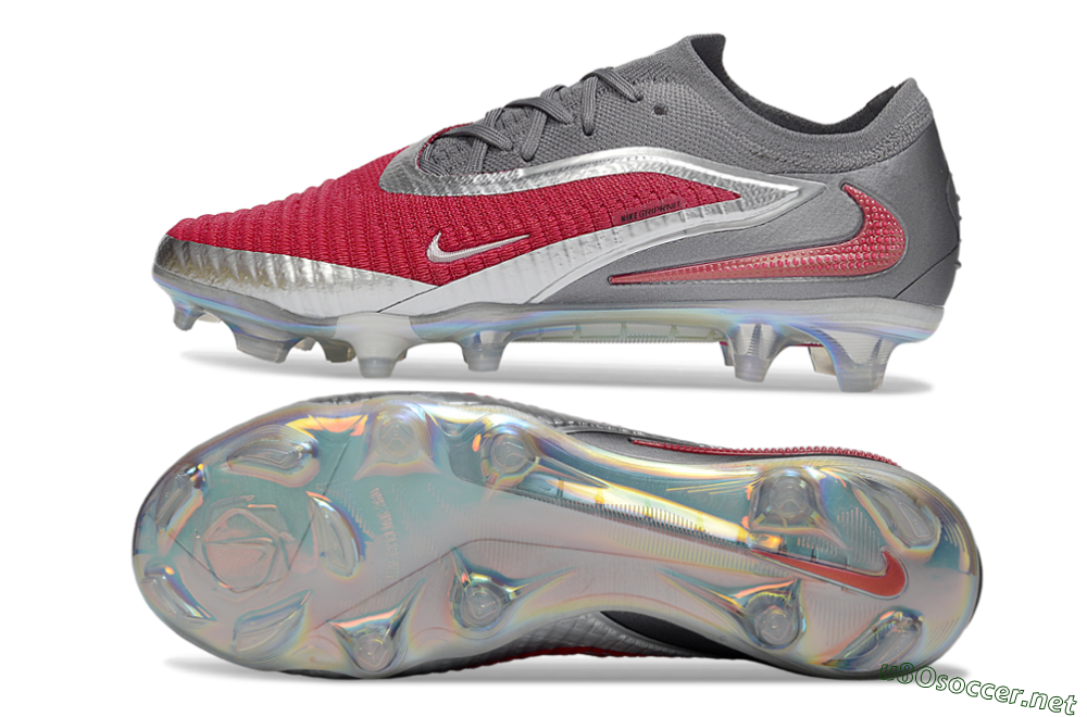 Unisex Nike Phantom 6 Low Elite FG Football Boots - Red/Crimson Red/Steel Grey 1