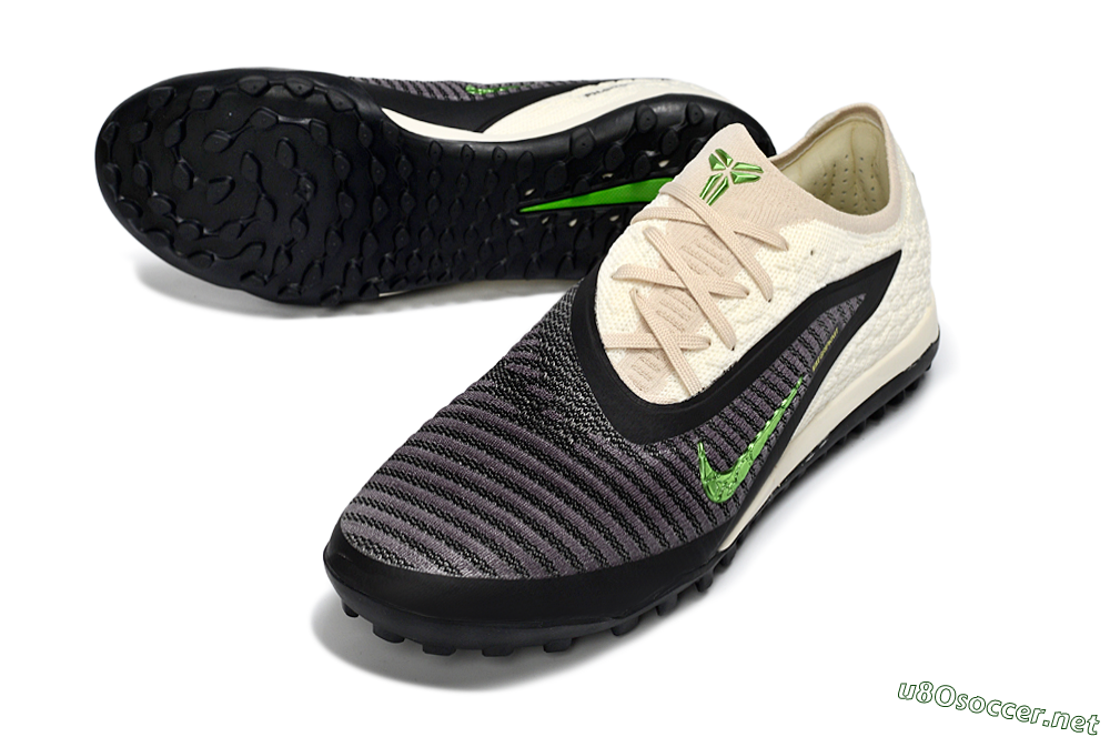 Men's Nike Phantom 6 Low Elite TF Football Shoes - Black/Electric Green/Neutral Beige 3