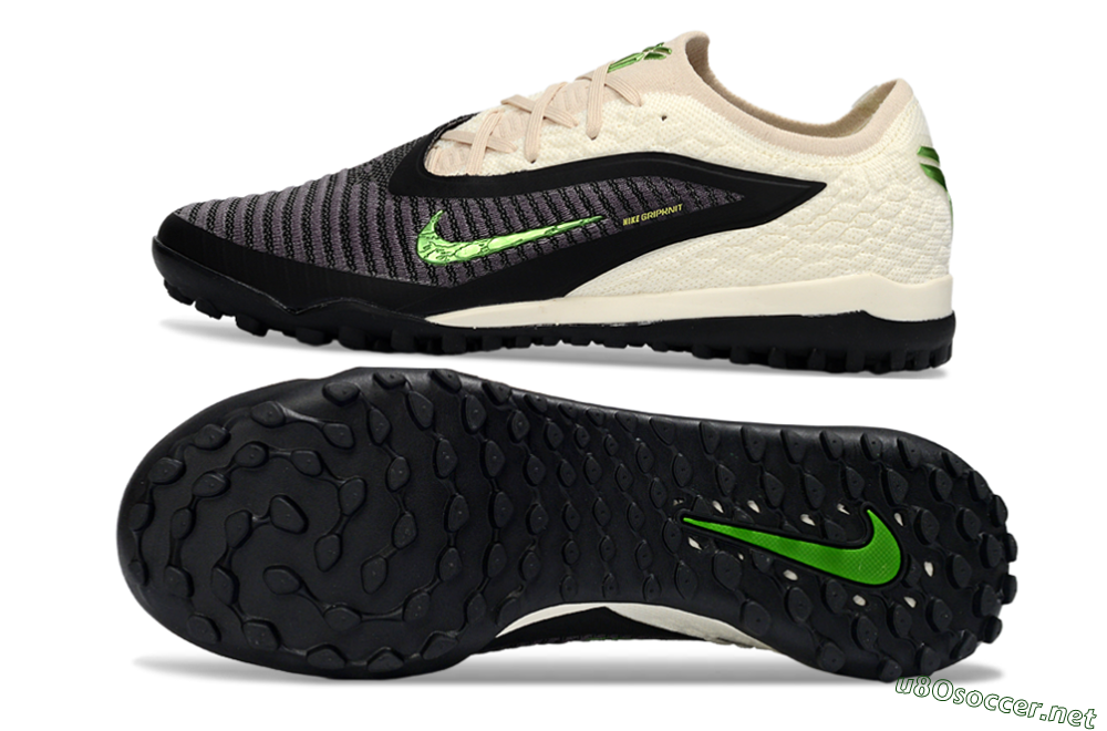Men's Nike Phantom 6 Low Elite TF Football Shoes - Black/Electric Green/Neutral Beige 1