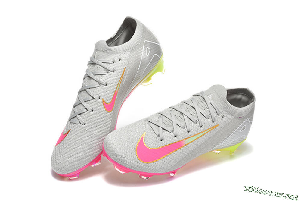 Men's Nike Air Zoom Mercurial Vapor 16 Elite FG Football Boots - Gray/Neon Pink/Neon Green 6