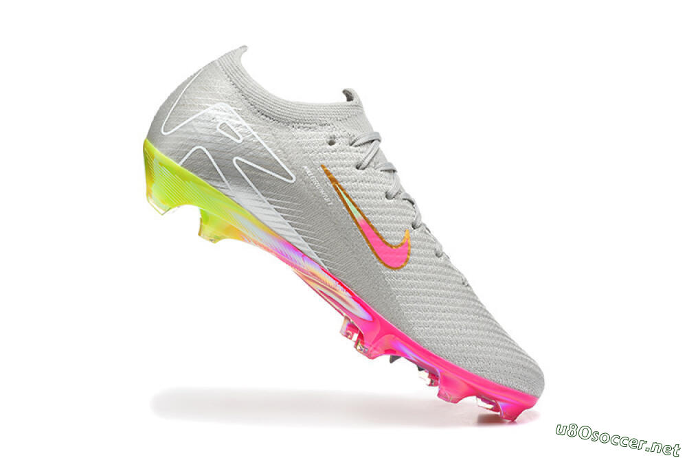 Men's Nike Air Zoom Mercurial Vapor 16 Elite FG Football Boots - Gray/Neon Pink/Neon Green 7