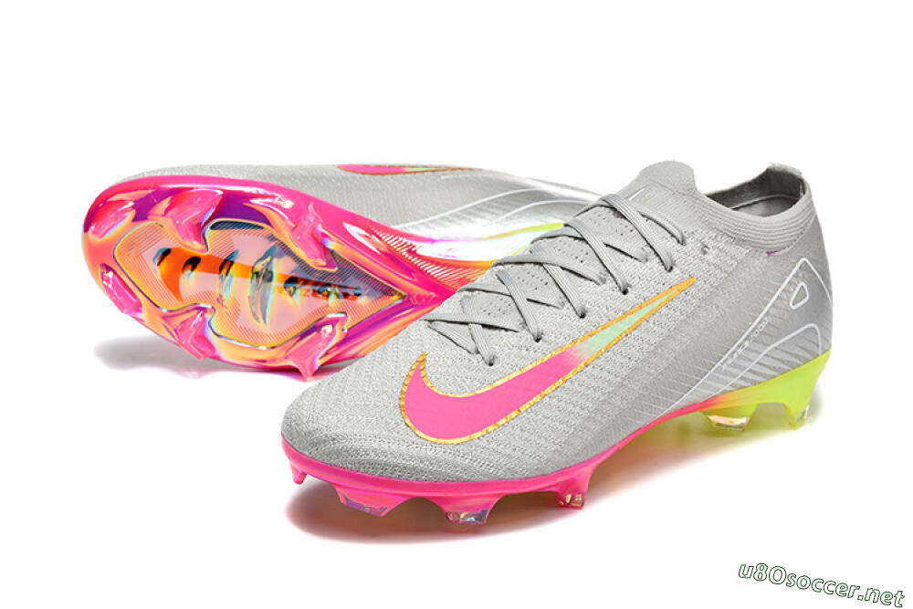 Men's Nike Air Zoom Mercurial Vapor 16 Elite FG Football Boots - Gray/Neon Pink/Neon Green 3