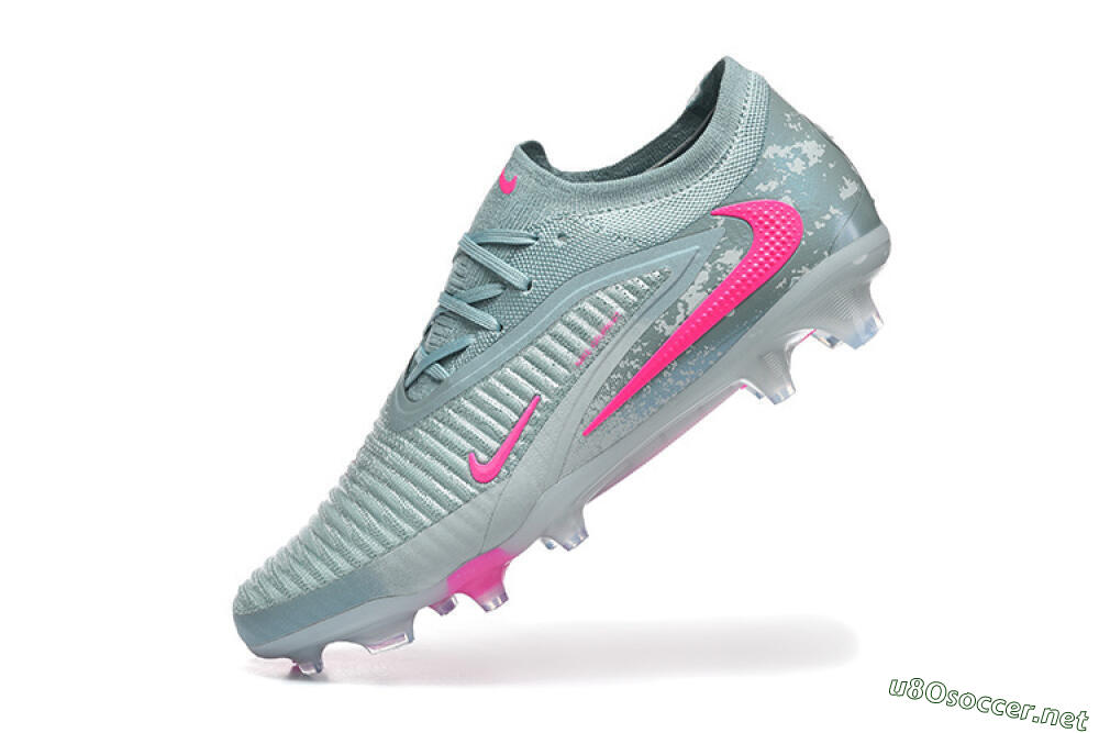 Unisex Nike Phantom 6 Low Elite FG Football Boots - Aqua/Bright Pink/Soft Gray 8