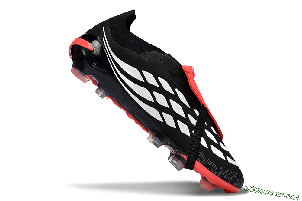 Men's Adidas Predator 26 Elite Fold-Over Tongue FG Football Boots - Black/Fiery Red/Steel Silver 4