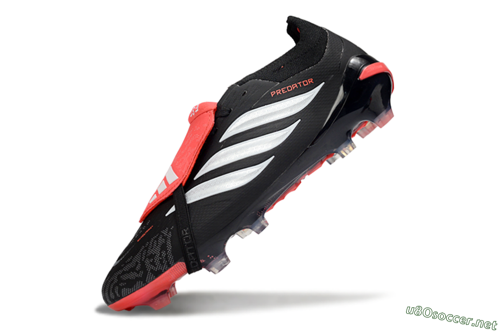 Men's Adidas Predator 26 Elite Fold-Over Tongue FG Football Boots - Black/Fiery Red/Steel Silver 5