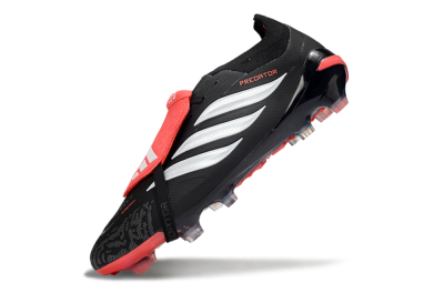 Men's Adidas Predator 26 Elite Fold-Over Tongue FG Football Boots - Black/Fiery Red/Steel Silver