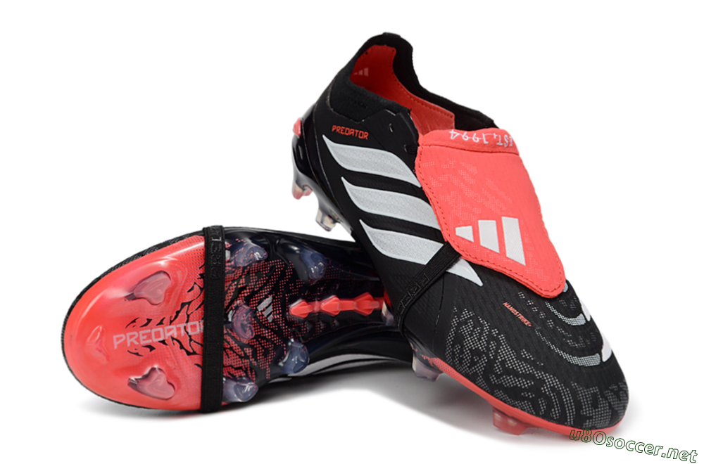 Men's Adidas Predator 26 Elite Fold-Over Tongue FG Football Boots - Black/Fiery Red/Steel Silver 3