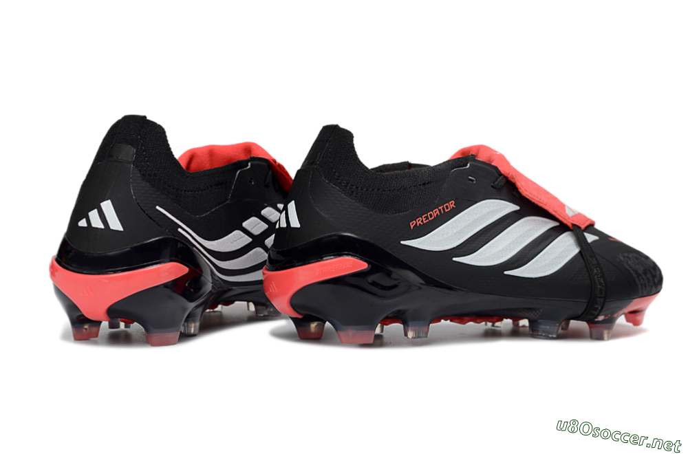 Men's Adidas Predator 26 Elite Fold-Over Tongue FG Football Boots - Black/Fiery Red/Steel Silver 6