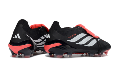 Men's Adidas Predator 26 Elite Fold-Over Tongue FG Football Boots - Black/Fiery Red/Steel Silver
