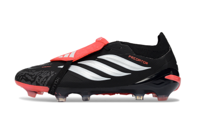 Men's Adidas Predator 26 Elite Fold-Over Tongue FG Football Boots - Black/Fiery Red/Steel Silver