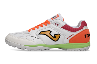Men's Joma Top Flex TF Football Shoes - White/Orange Flare/Lime Green