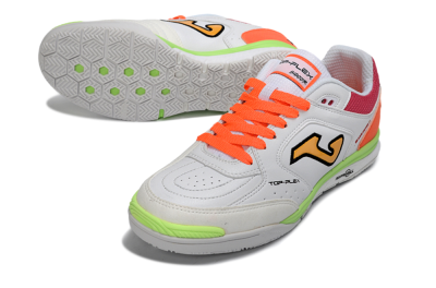 Men's Joma Top Flex IC Football Shoes - White/Neon Green/Hot Pink