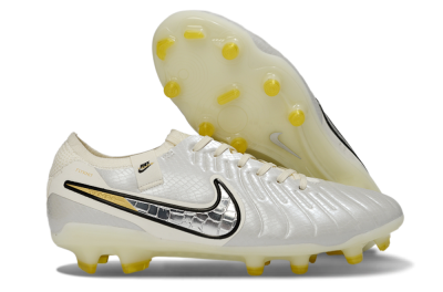 Men's Nike Tiempo Legend 10 Elite FG Football Boots - White/Ivory Mist/Black Gold
