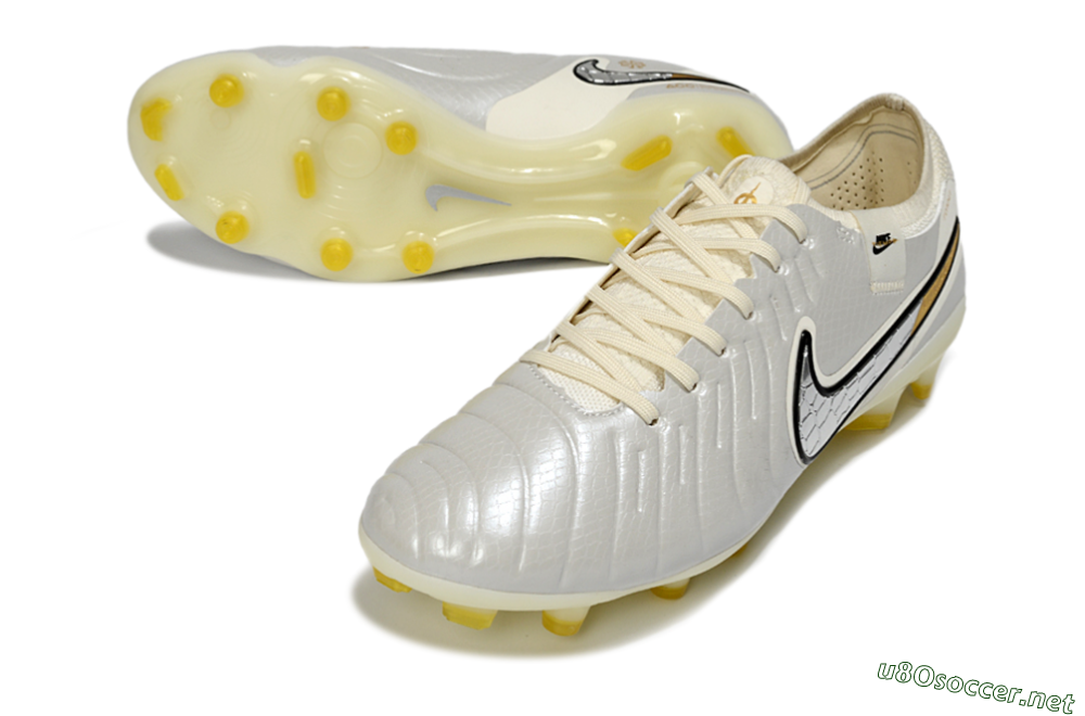 Men's Nike Tiempo Legend 10 Elite FG Football Boots - White/Ivory Mist/Black Gold 3