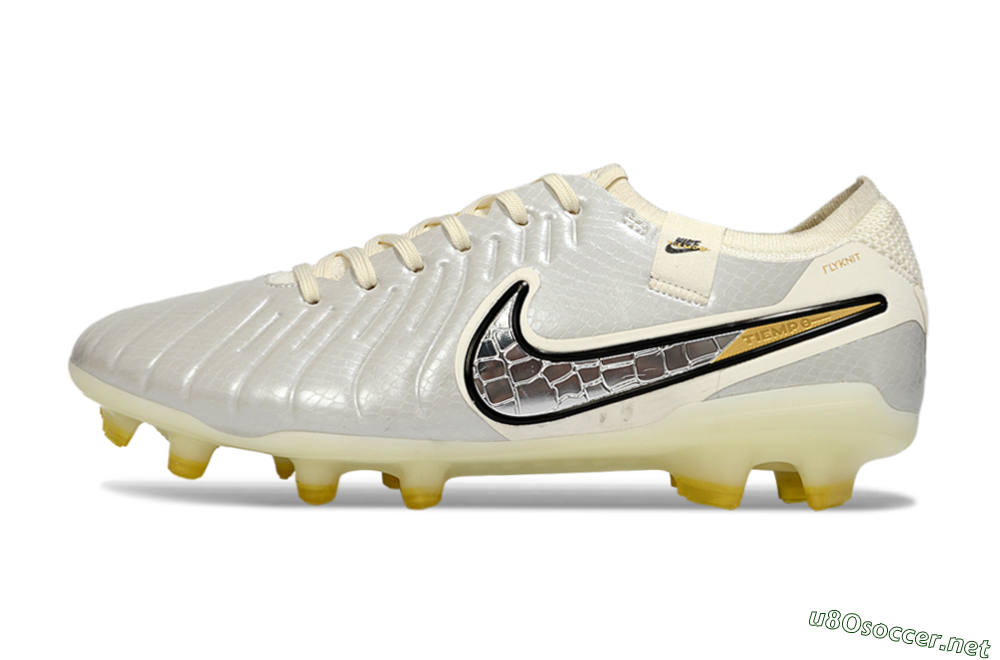 Men's Nike Tiempo Legend 10 Elite FG Football Boots - White/Ivory Mist/Black Gold 0