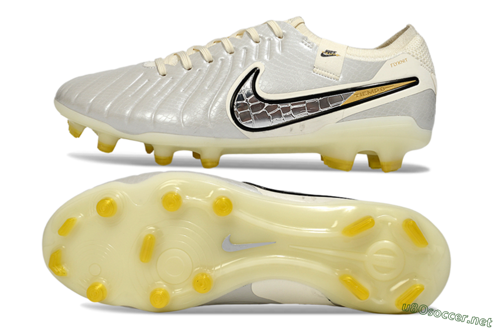 Men's Nike Tiempo Legend 10 Elite FG Football Boots - White/Ivory Mist/Black Gold 1