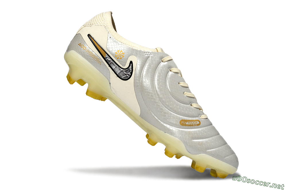 Men's Nike Tiempo Legend 10 Elite FG Football Boots - White/Ivory Mist/Black Gold 4