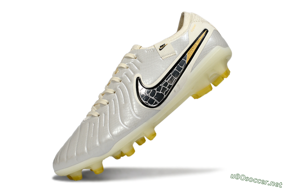 Men's Nike Tiempo Legend 10 Elite FG Football Boots - White/Ivory Mist/Black Gold 5